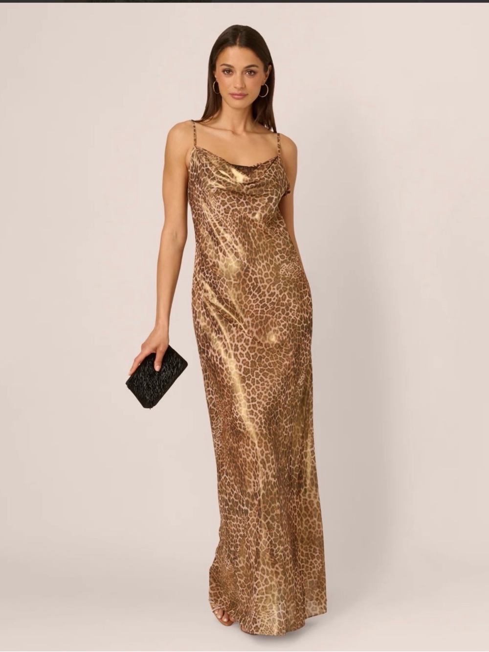 Adrianna papell Foiled Animal Print Slip Dress In Brown Multi
